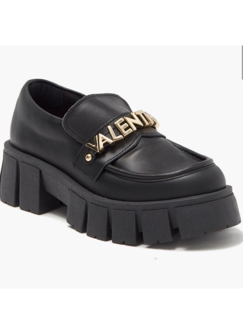 Valentino Black Leather Chunky Loafers